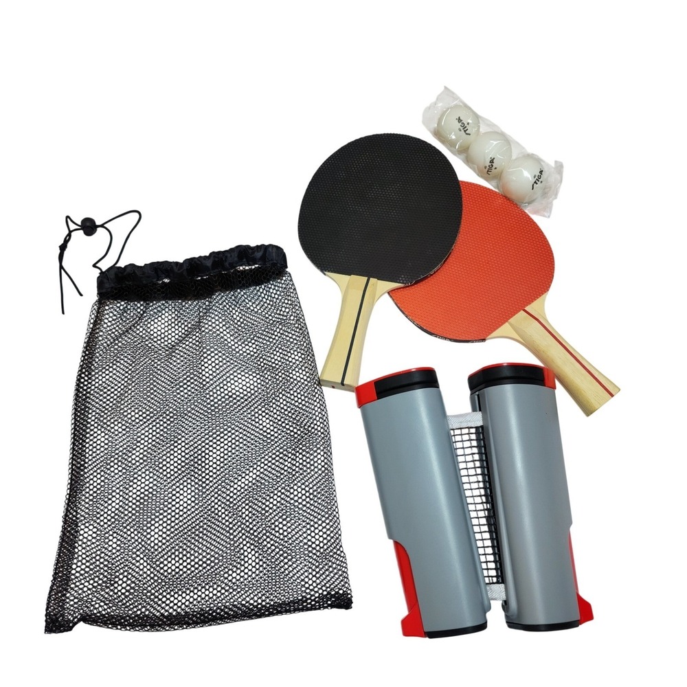 STIGA Anywhere Retractable Table Tennis Net Set 2 Rackets 3 Balls Mesh‎ Bag